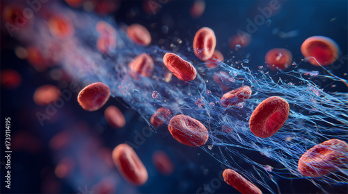Blood flow medical concept in microscopic detail