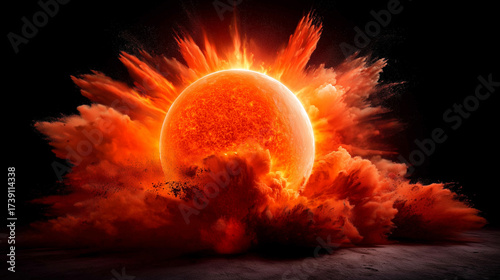 Incandescent solar ball cosmic explosion background