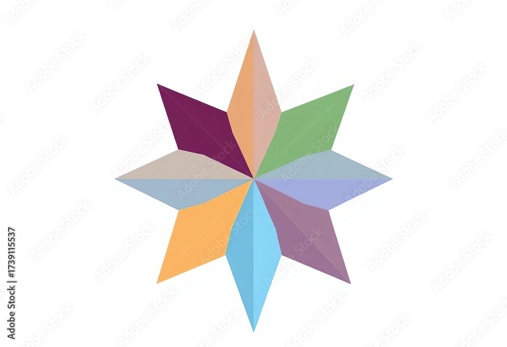 Fototapeta premium Simple, geometric star shape, flat design, isolated on white, pattern, element