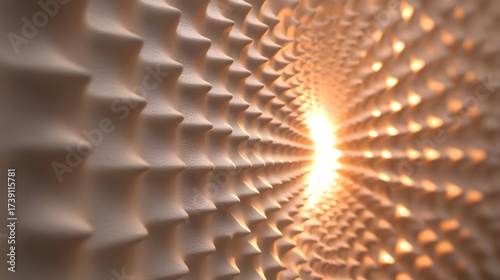 Abstract Beige 3D Texture Background Warm Light Tunnel