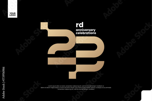 23rd Anniversary Gold Logo, Number 23 Badge Vector for Corporate Celebration