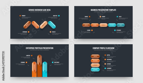 Consulting Launch Four Five Three Option Infographic Slideshow Layout Vector Illustration Bundle. Market Insight 4 5 3 Step Diagram Slide Design Set.