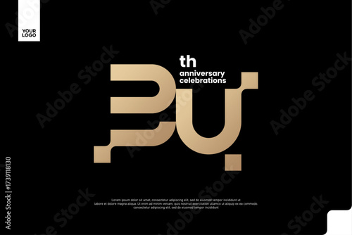 34th Anniversary Gold Logo, Number 34 Badge Vector for Corporate Celebration