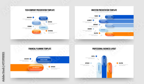 Service Visualization Four Five Two Three Option Infographic Frame Design Vector Illustration Collection. Creative Innovation 4 5 2 3 Step Diagram Presentation Template Set.