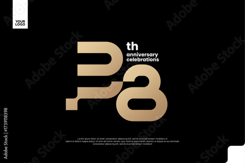 38th Anniversary Gold Logo, Number 38 Badge Vector for Corporate Celebration