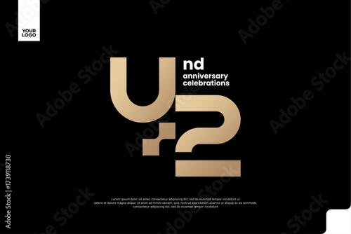 42nd Anniversary Gold Logo, Number 42 Badge Vector for Corporate Celebration