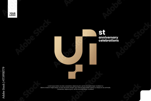 41st Anniversary Gold Logo, Number 41 Badge Vector for Corporate Celebration