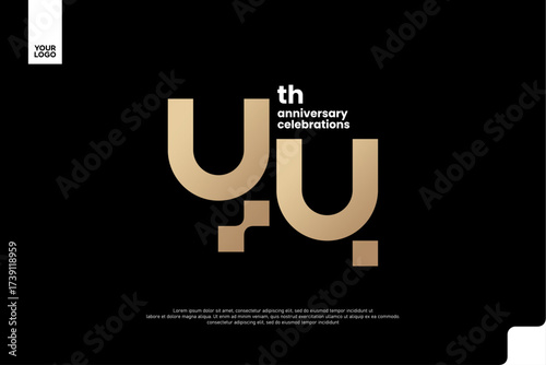 44th Anniversary Gold Logo, Number 44 Badge Vector for Corporate Celebration
