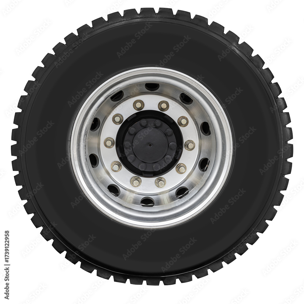 Obraz premium Shiny wheel on truck tire