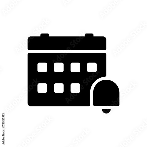 Black Calendar Schedule Reminder Alert Flat Icon Simple Design