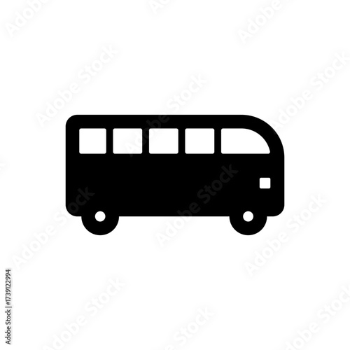 Black Bus Public Transport Flat Icon Simple Design