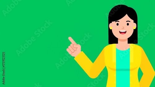 young woman pointing at something