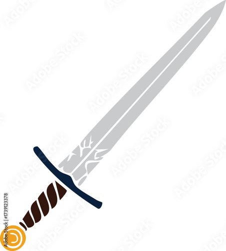 Straight double edged sword with ornate hilt