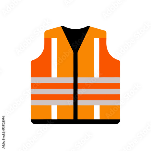 Illustration of an orange safety vest worn on transparent background