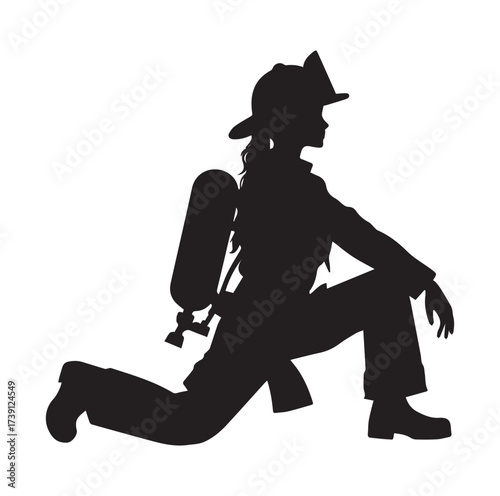 Firefighters pose silhouette and Vector