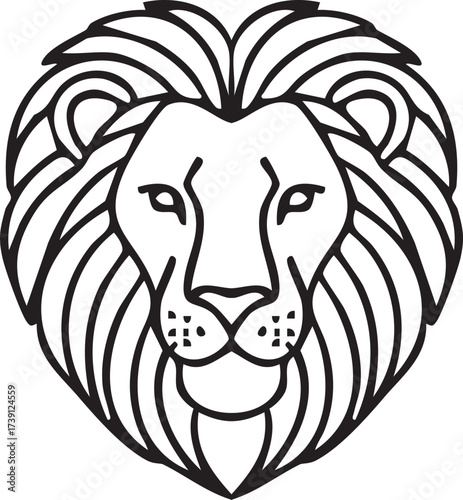 Lion head emblem with flowing mane