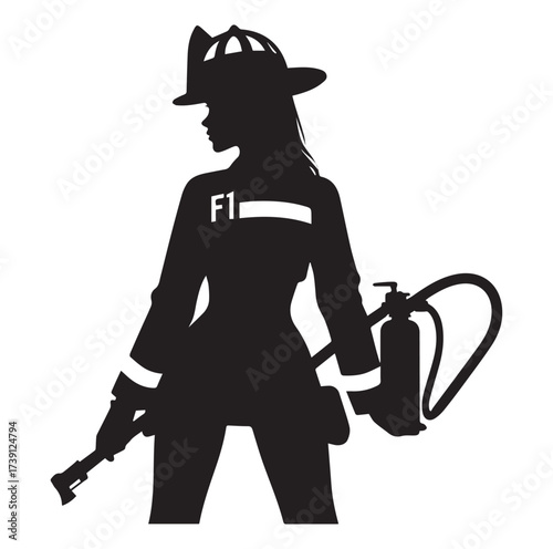 Firefighters pose silhouette and Vector