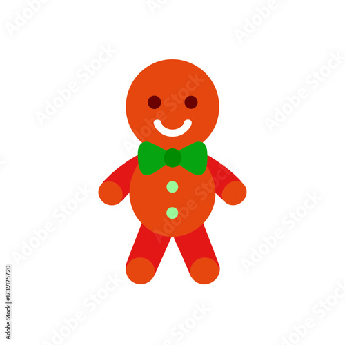 Gingerbread man with bow tie illustration on transparent background