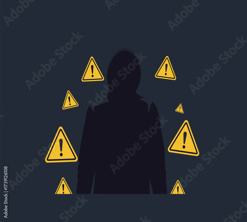 Hooded Hacker with Laptop and Binary Code — Cybersecurity Vector Illustration