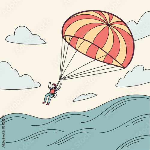 Vector art of a tropical island paradise with palm trees, lush vegetation, sandy beach, and clear turquoise water, a serene and idyllic escape to nature