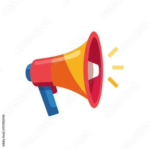 Vibrant megaphone with sound wave effect on transparent background