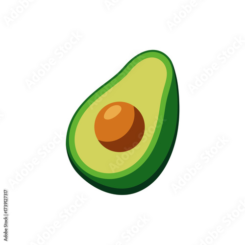 Half avocado with pit isolated on transparent background