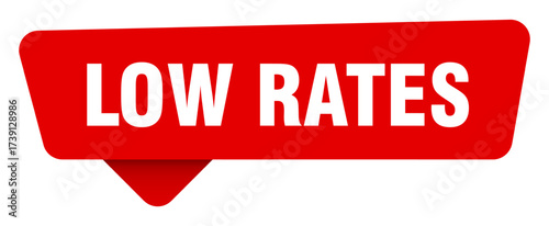 low rates red sticker isolated on transpatent background. low rates sign