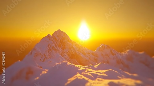 Majestic Snow Capped Mountains at Golden Sunset