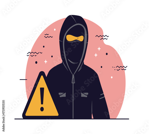 Anonymous Hacker at Computer — Dark Web and Data Breach Concept Vector