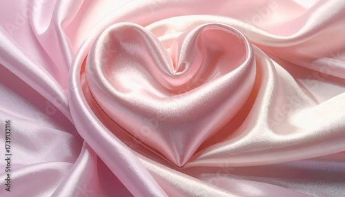 Luxurious pink satin fabric texture draped beautifully with elegant softness for background inspiration