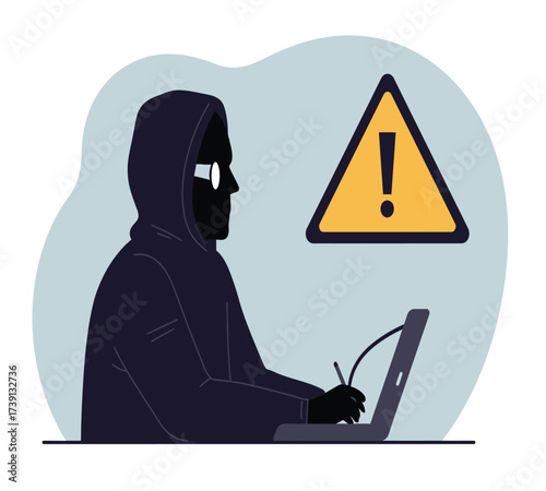 Anonymous Hacker at Computer — Dark Web and Data Breach Concept Vector