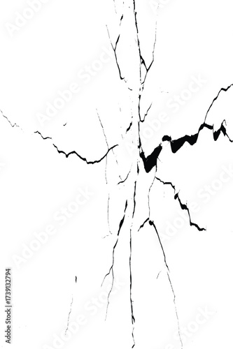 crack ground for abstract background on white background. White black grey wall, floor with cracks, texture background. 