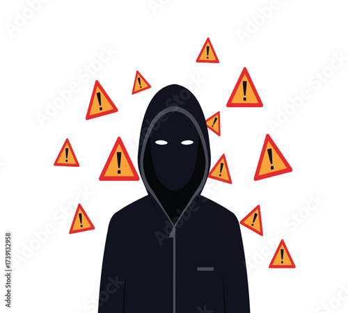 Anonymous Hacker at Computer — Dark Web and Data Breach Concept Vector