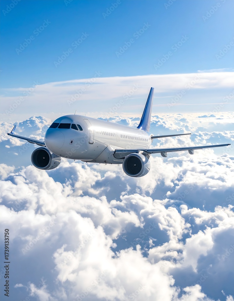 Obraz premium Airplane flying through clouds