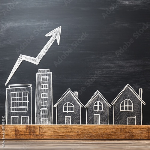 Property value increase chalk drawing