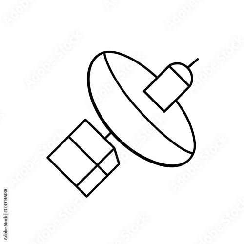 Satellite dish line drawing art on transparent background