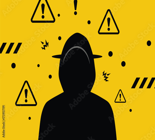 Anonymous Hacker at Computer — Dark Web and Data Breach Concept Vector