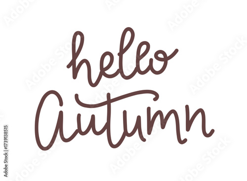 Hello autumn calligraphy, cute hand written letters. Vector illustration