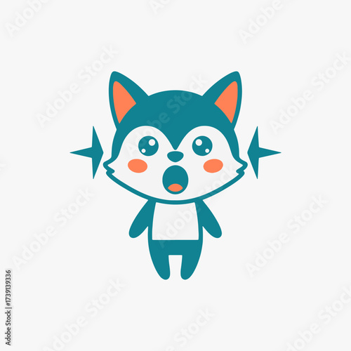 The flat design concept for the Amazement expression cartoon character.