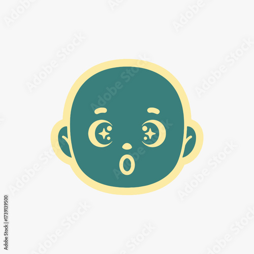 The flat design concept for the Amazement expression cartoon character.