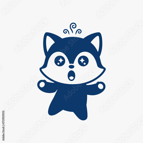 The flat design concept for the Amazement expression cartoon character.