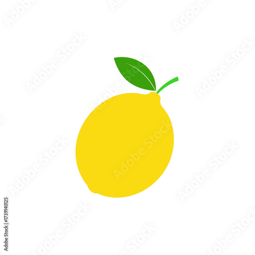 Yellow lemon with green leaf isolated on transparent background