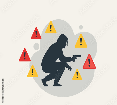 Hooded Hacker with Laptop and Binary Code — Cybersecurity Vector Illustration