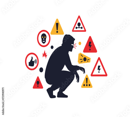 Hooded Hacker with Laptop and Binary Code — Cybersecurity Vector Illustration