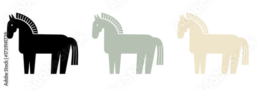 馬のイラストセット_たてがみ＋しっぽ_塗りスタイル_ベクター_ブラック,グレー,アイボリー｜Horse Illustration Set_Mane & Tail_Fill Style_Vector_Black, Gray, Ivory
