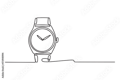 Watch continuous one line art. one line Icon drawing with white background