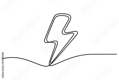 Bolt continuous one line drawing vector illustration. one line Icon drawing with white background