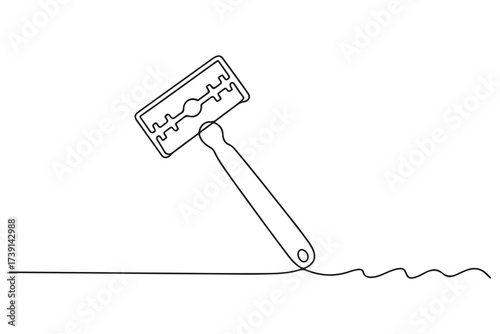 Continuous one line razor hand drawn picture silhouette. Line art cutting blade razor. one line Icon drawing with white background