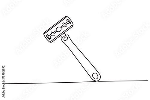 Continuous one line razor hand drawn picture silhouette. Line art cutting blade razor. one line Icon drawing with white background