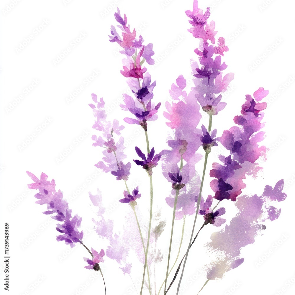 Fototapeta premium Watercolor painting of lavender flowers